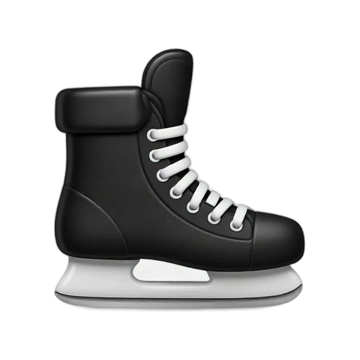 Black ice hockey skate with white laces