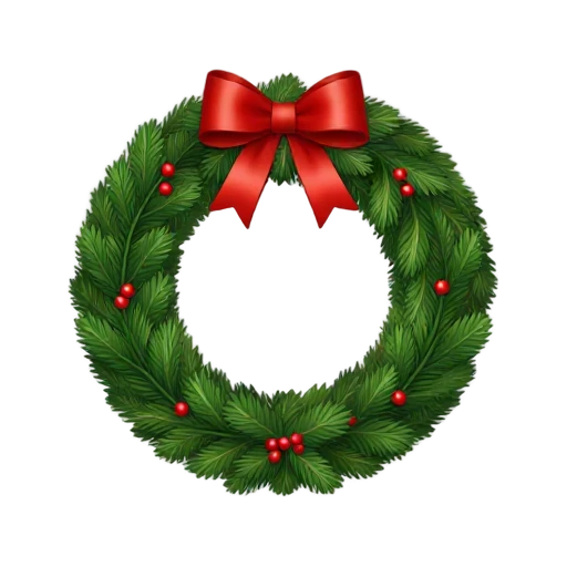 Holiday wreath with red bow emoji