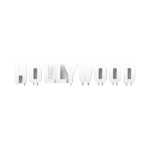 White HOLLYWOOD sign letters on their supports
