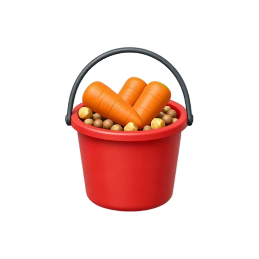Horse feed bucket with carrots emoji