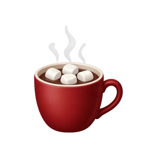 Steaming hot chocolate mug with marshmallows