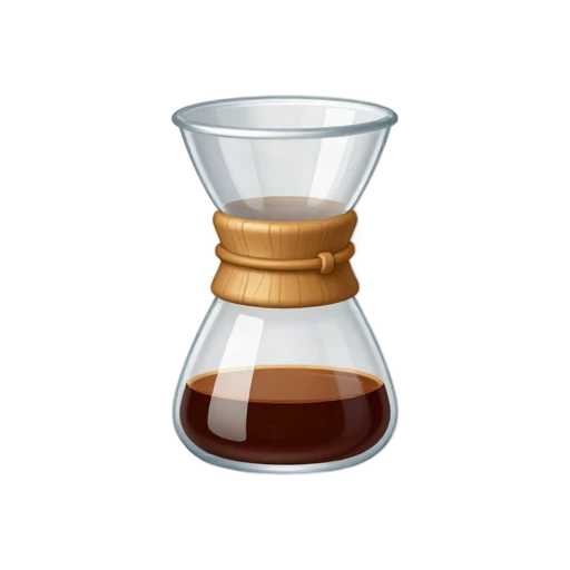Hourglass glass coffee carafe with wooden collar emoji