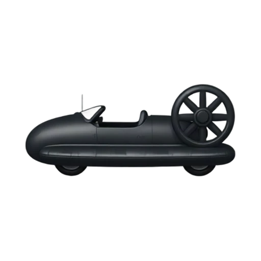 Hovercraft with wide black inflatable skirt and flat passenger cabin