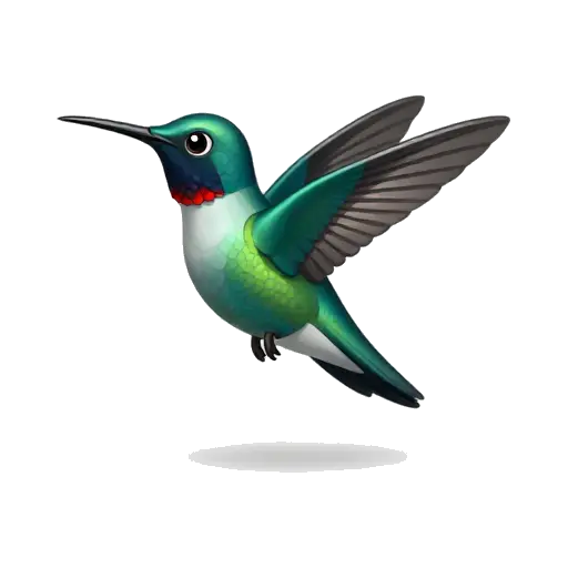 Iridescent hummingbird hovering