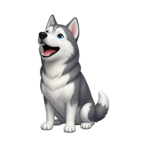 Blue-eyed husky howling emoji