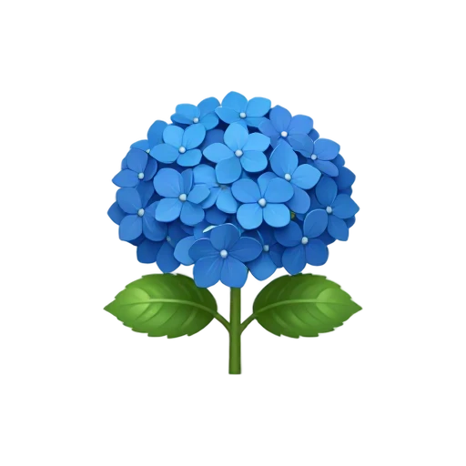 Hydrangea with large round flower cluster and many small blue four-petaled florets