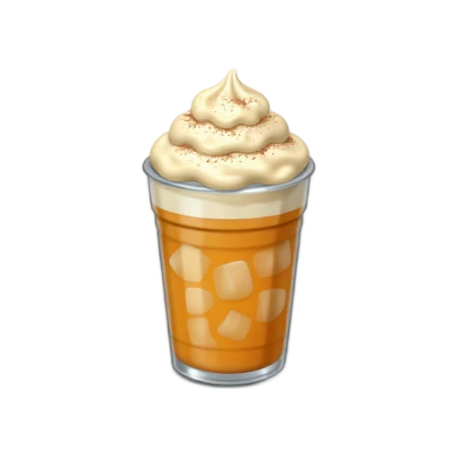 Iced pumpkin spice latte with whipped cream emoji