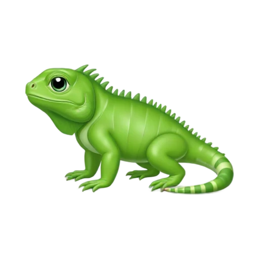 Green iguana standing with long striped tail