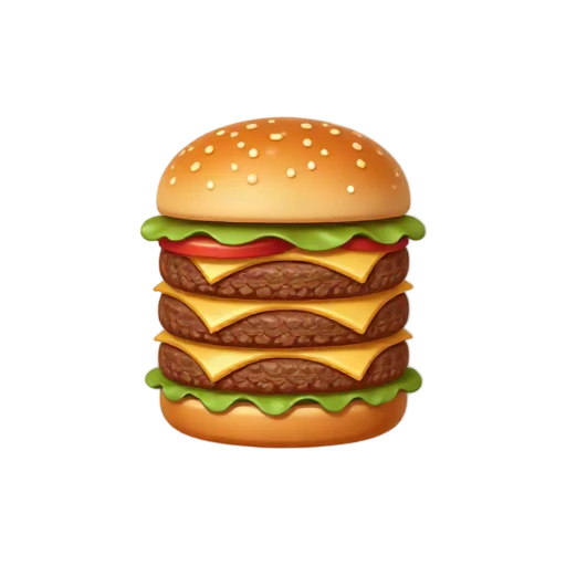 Tall cheeseburger with three beef patties and three cheese slices