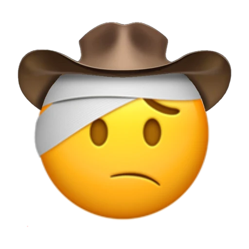 Injured Cowboy on a transparent background with a brown cowboy hat.