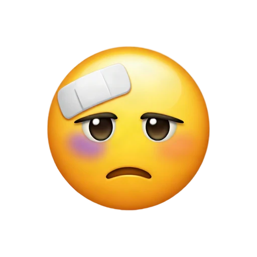Injured face with bandage and bruise emoji