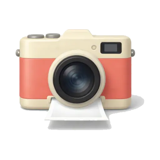 Retro instant camera printing a photo