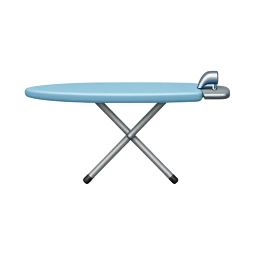 Ironing Board with long padded top with tapered nose and crossed folding metal legs
