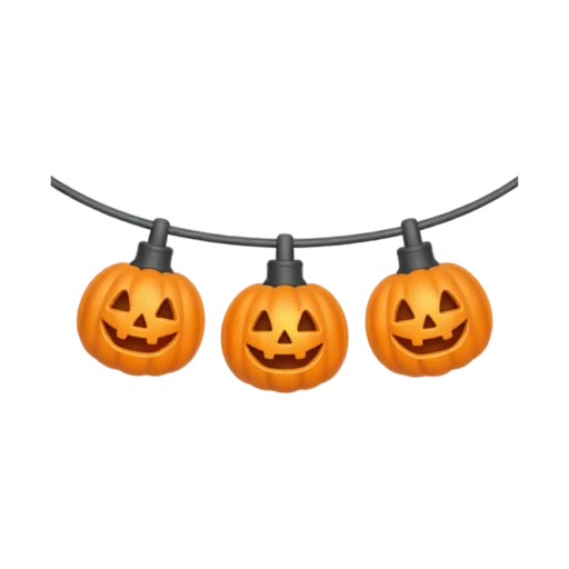 Jack-o'-lantern string lights with three glowing pumpkin bulbs