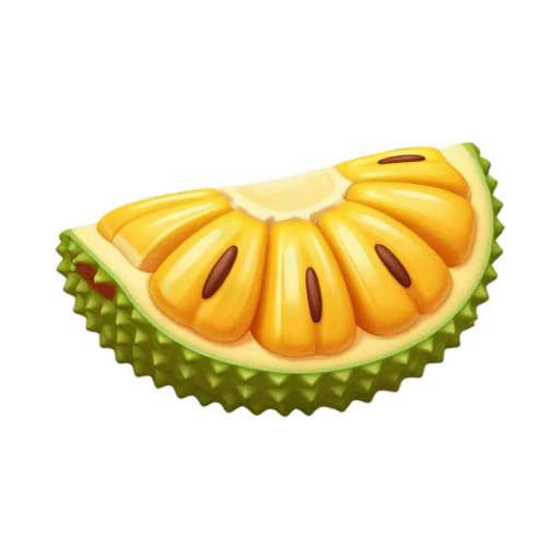 Jackfruit wedge showing yellow pods inside green rind emoji