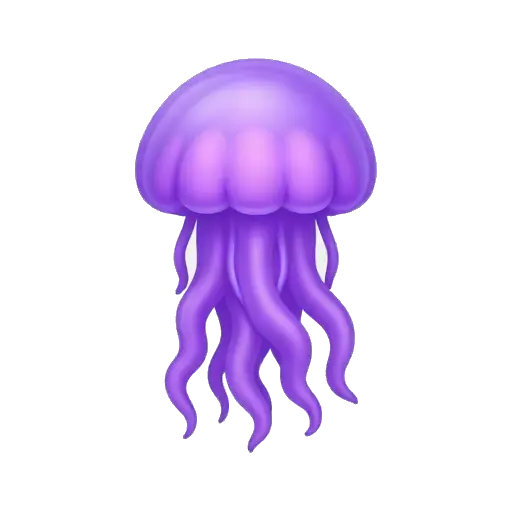 Purple jellyfish floating with curling tentacles