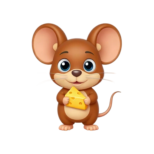 Brown cartoon mouse holding yellow cheese emoji
