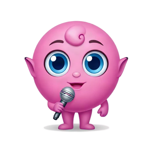 Pink singing creature holding a microphone emoji