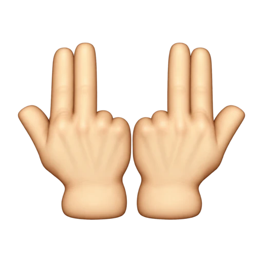 Jul hand sign with two mirrored hands showing their backs and knuckles