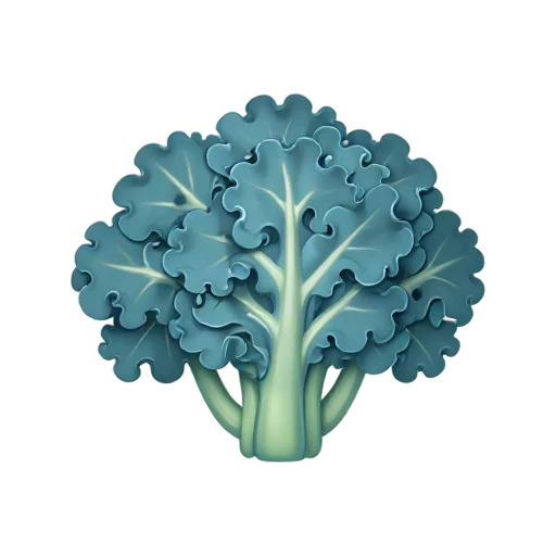 Curly kale bunch with ruffled blue-green leaves and thick stems