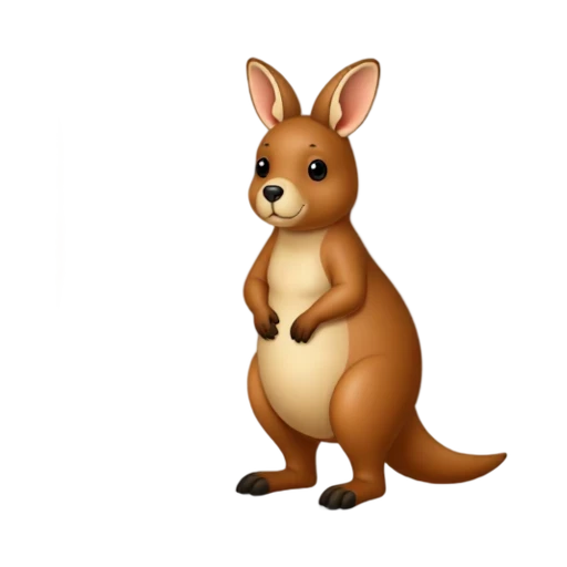 Brown kangaroo standing with long tail