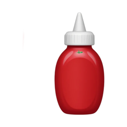Red ketchup squeeze bottle with a white pointed dispensing cap