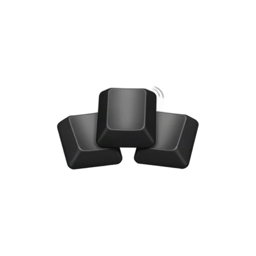 Three keyboard keycaps popping into the air