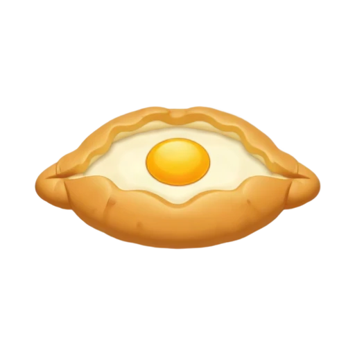 Boat-shaped khachapuri with egg emoji