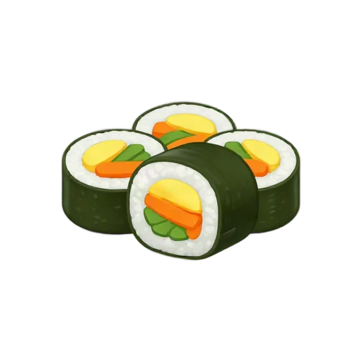 Kimbap slices with colorful vegetable centers