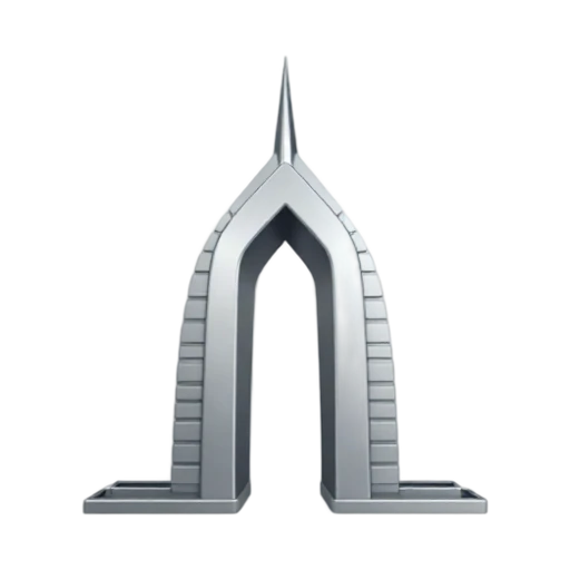silver skyscraper and large inverted arch opening, depicting Kingdom Centre Riyadh.