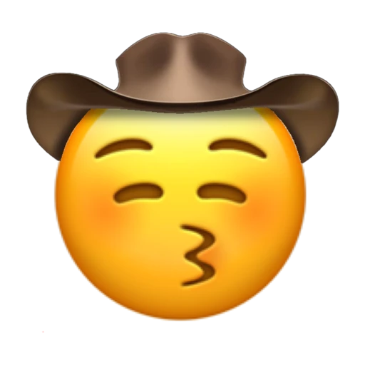 Kissing Closed Eyes Cowboy on a transparent background with a brown cowboy hat.