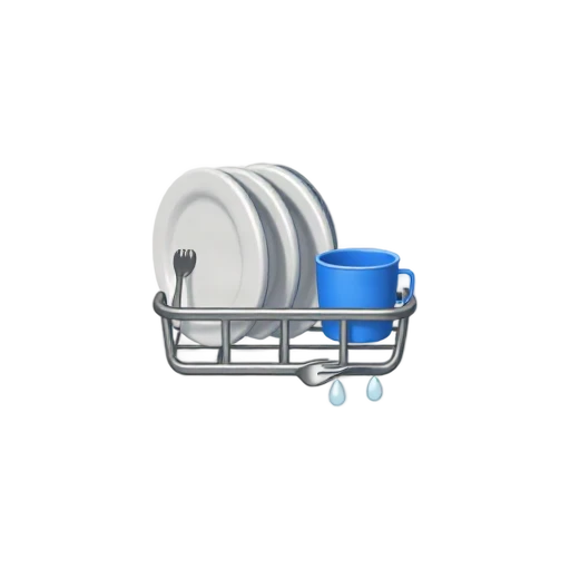 Kitchen dish rack with plates and cup