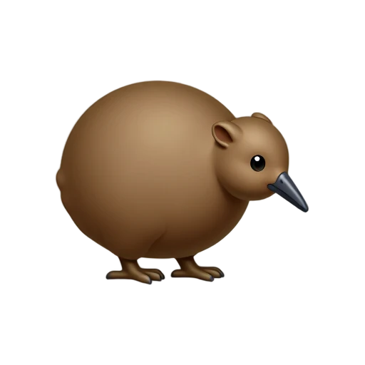 A small brown kiwi bird with a long slender bill and stout legs