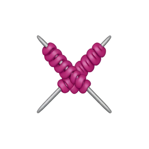 Knitting needles with stitches emoji