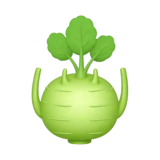 Pale green kohlrabi bulb with leafy stems emoji