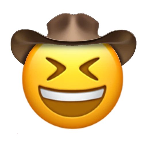 Laughing Cowboy on a transparent background with a brown cowboy hat.