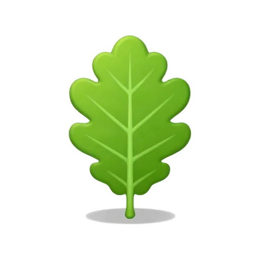 One bright green oak leaf facing forward with crisp veins and short stem, no branch, shadow, or scenery.