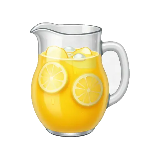 Glass pitcher of iced lemonade