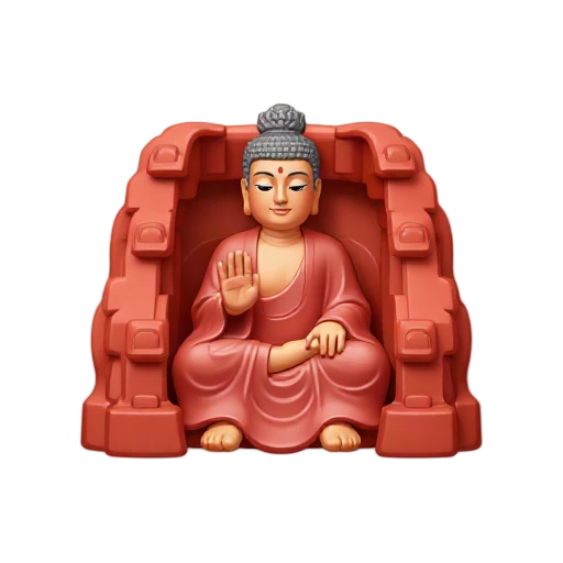enormous seated stone Buddha and carved cliffside niche, depicting Leshan Giant Buddha.