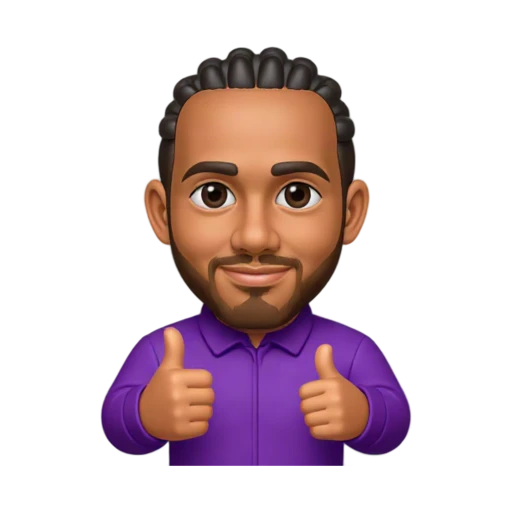 Lewis Hamilton, giving one thumbs-up beside his chest, wearing a purple racing suit with no lettering or logos