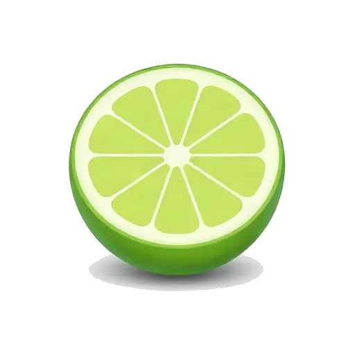 One lime cut cleanly in half, vivid green peel, pale green segmented interior, no seeds spilling and no background.