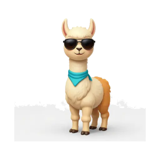 Llama wearing sunglasses and scarf