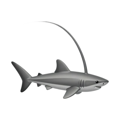 Thresher shark with long upper tail emoji
