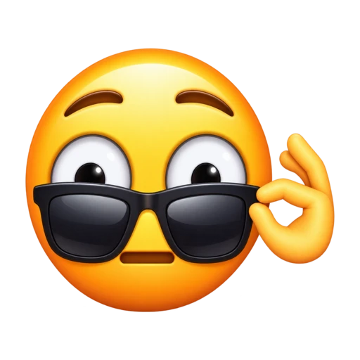 Yellow face looking over lowered black sunglasses