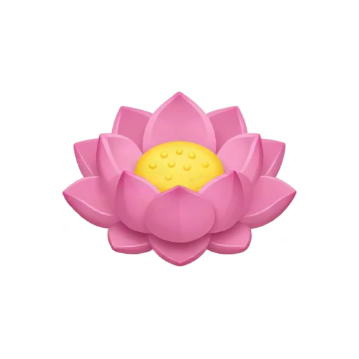 Lotus Flower with layered pointed pink petals and raised yellow seedpod center