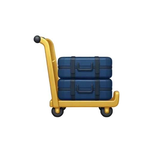 Airport luggage cart with blue suitcase