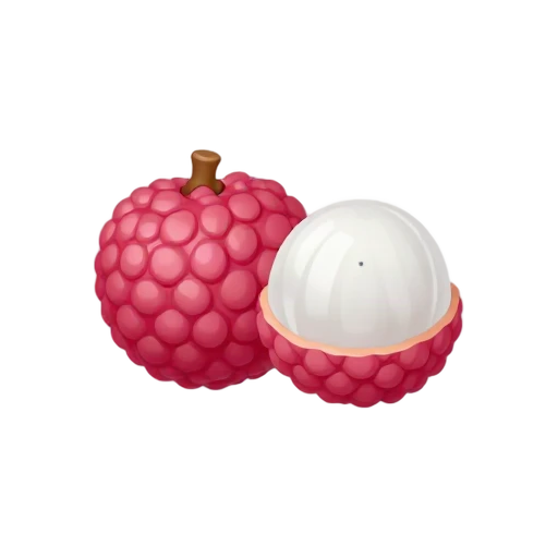 Whole and peeled lychee emoji
