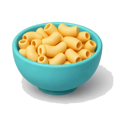 Turquoise bowl of creamy elbow mac and cheese