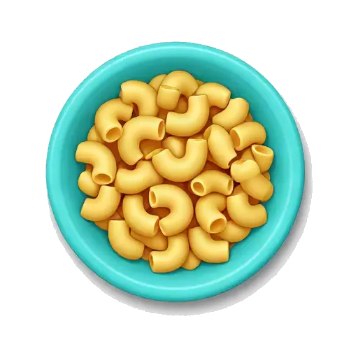 Overhead turquoise bowl of creamy elbow mac and cheese