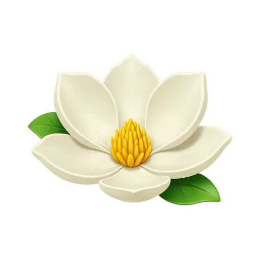 Magnolia with large cream-white cup-shaped petals and yellow central stamens